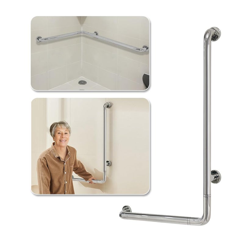 Shower Grab Bar for Seniors Toilet Safety Grab Bars L Shaped Bathroom Hand Rails Wall Mount 24 Inch x 36 Inch Grab Bar for Bathroom Bathtub Handicap Safety Grab Bar Stainless Steel Angle Bar
